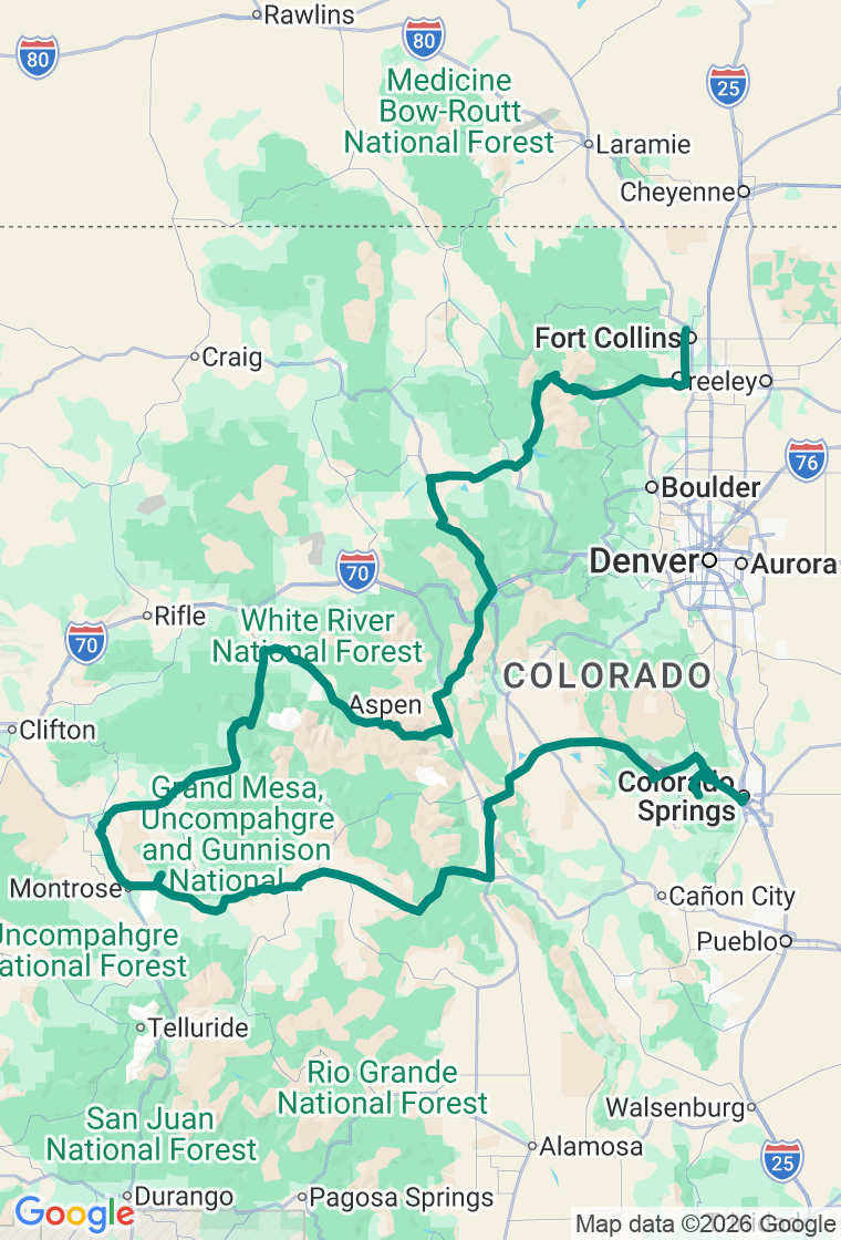 The Roof of Colorado route map