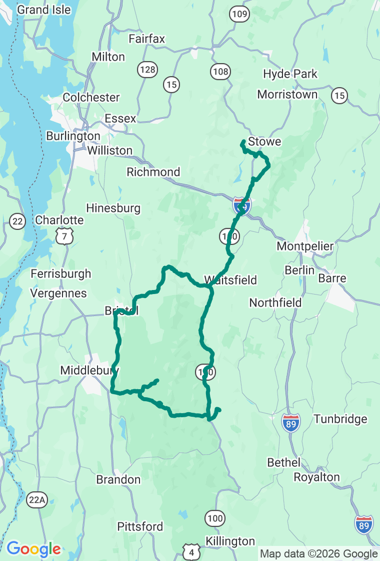 The Vermont Mad River Loop route map
