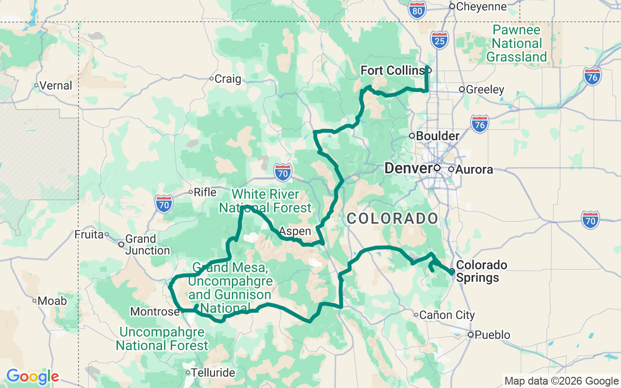 The Roof of Colorado route map