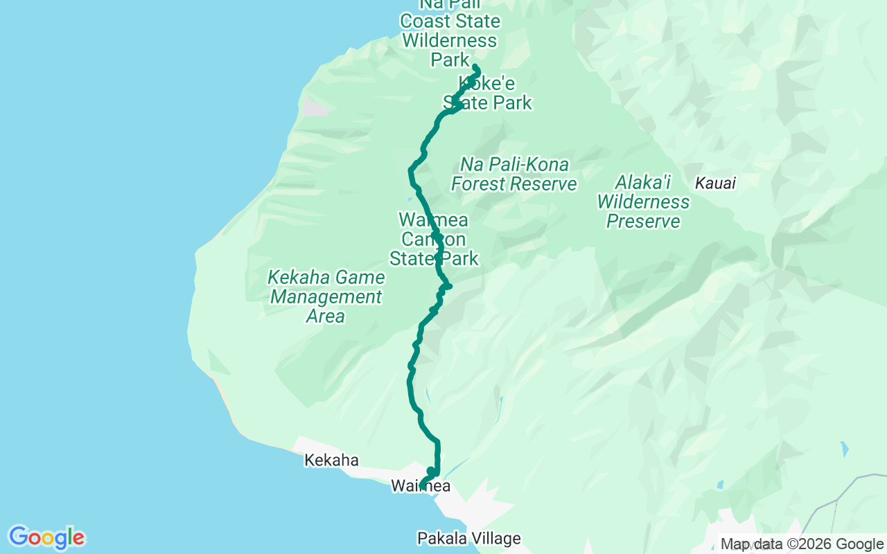 The Grand Canyon of the Pacific route map